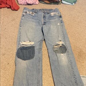 Levi’s Distressed Blue Jeans with Patches